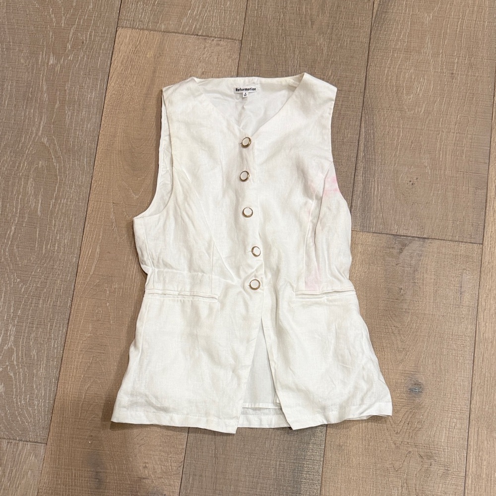 Reformation Cream Button-Down Vest